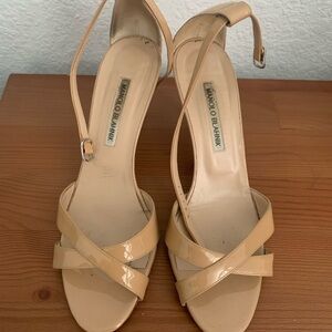Manolo Blahnik Beige Strappy Heels